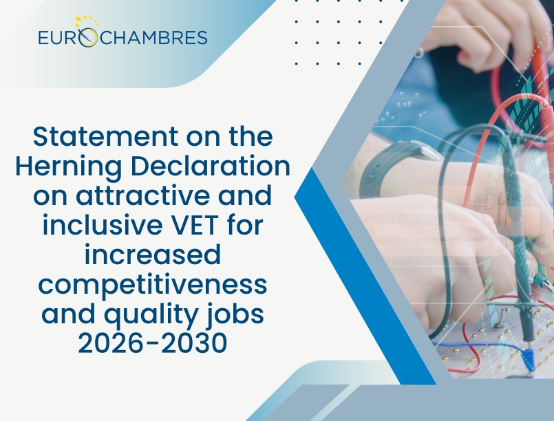 Eurochambres’ support statement on the Herning Declaration on attractive and inclusive Vocational Education and Training for increased competitiveness and quality jobs 2026-2030