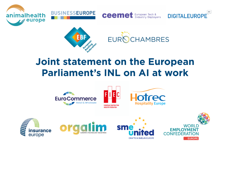 Joint statement on the European Parliament’s INL on AI at work