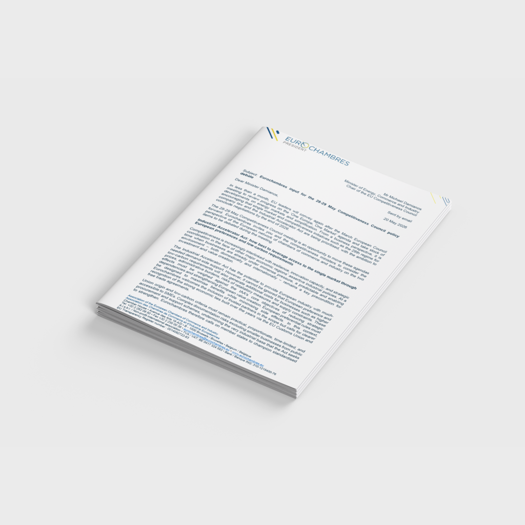Eurochambres input for the 28-29 May Competitiveness Council policy debate