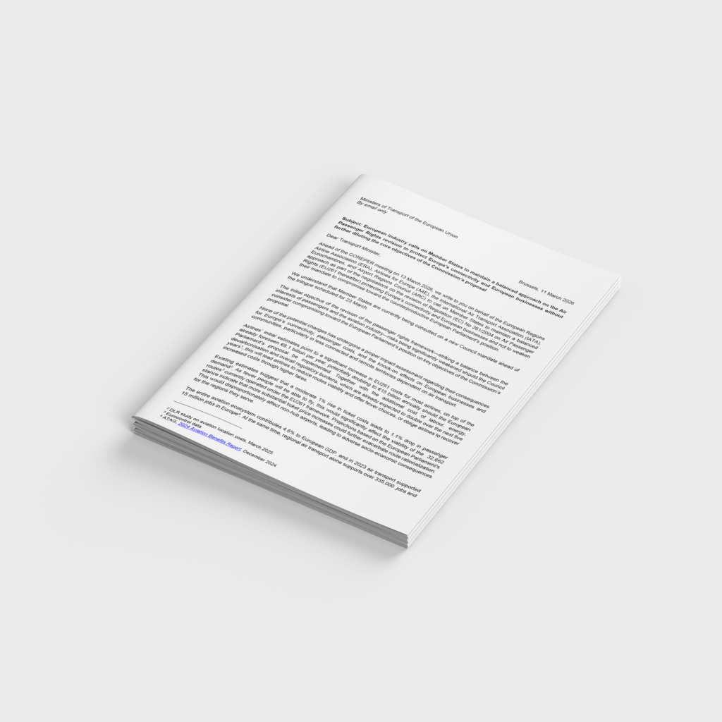 Joint Letter on the Air Passengers Rights Revision to protect Europe’s connectivity and businesses